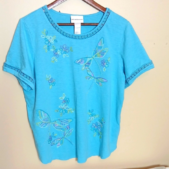 Alfred Dunner Blouse Turquoise Size Large - Picture 1 of 4